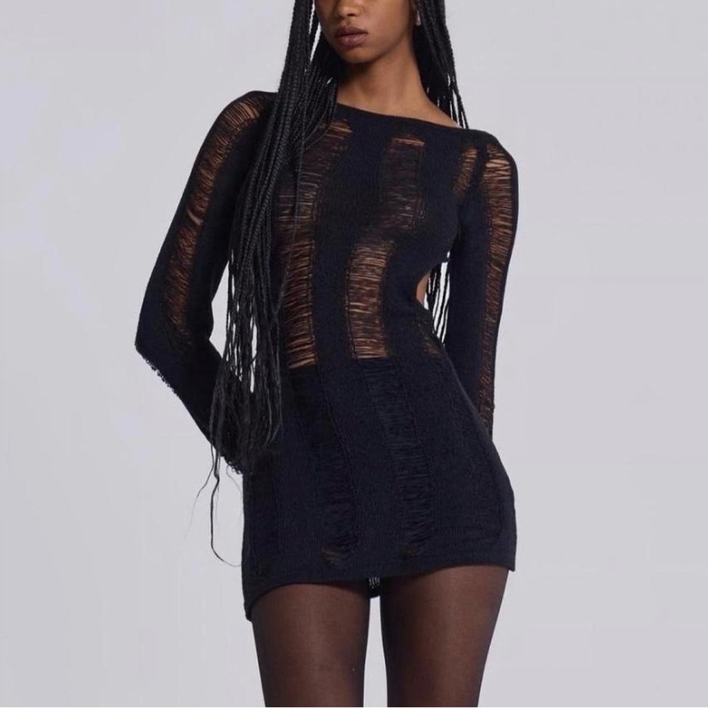 Jaded London Black Sheer Mini Dress